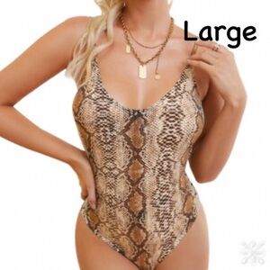 𝅺SNAKESKIN Bodysuit Teddy Lingerie. New. Size Large